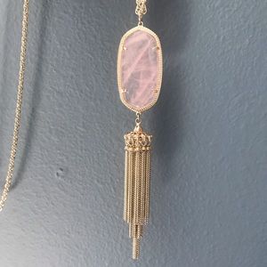 Kendra Scott Rayne Tassel Necklace in Rose Quartz